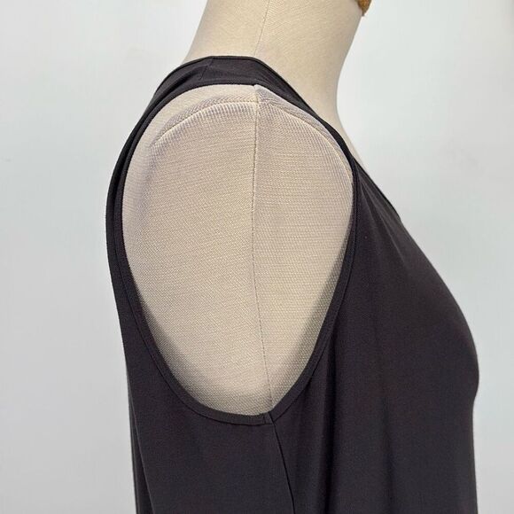 Eileen Fisher Jersey Viscose Scoop Neck Tank Shift Dress Dark Grey‎ M - Picture 3 of 12
